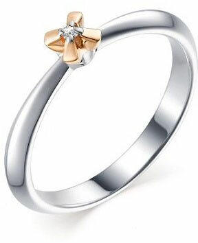 Кольцо Diamant online, серебро, 925, 585 проба, бриллиант
