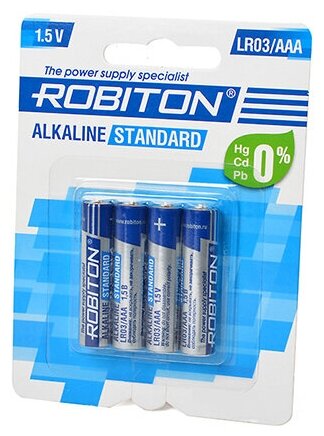 ROBITON STANDARD LR03 BL4 Батарейка ROBITON STANDARD 12292 AAA(LR03) 4 шт./уп