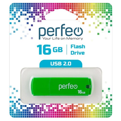 Флешка Perfeo C05 16 ГБ, зеленый perfeo 72561 флэш usb 8gb perfeo c05 blue