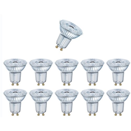 Лампочка светодиодная Osram 8W=80W 220V GU10 Софит прозрачный PAR16 PARATHOM 575Лм Диммируемая гол 60° 4000K, упаковка 10шт