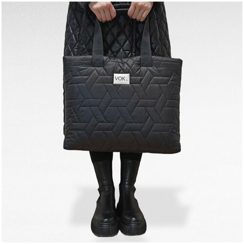 фото Сумка-шоппер vok.inc дутая стеганая черная нет бренда