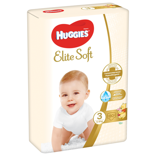 фото Huggies подгузники Elite Soft 3 (5-9 кг) 80 шт.