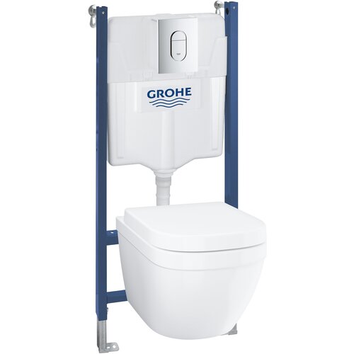 Система инсталляции, GROHE Solido Euro Ceramic, набор 5 в 1 с подвесным унитазом и панелью смыва Arena Cosmopolitan, (39535000)