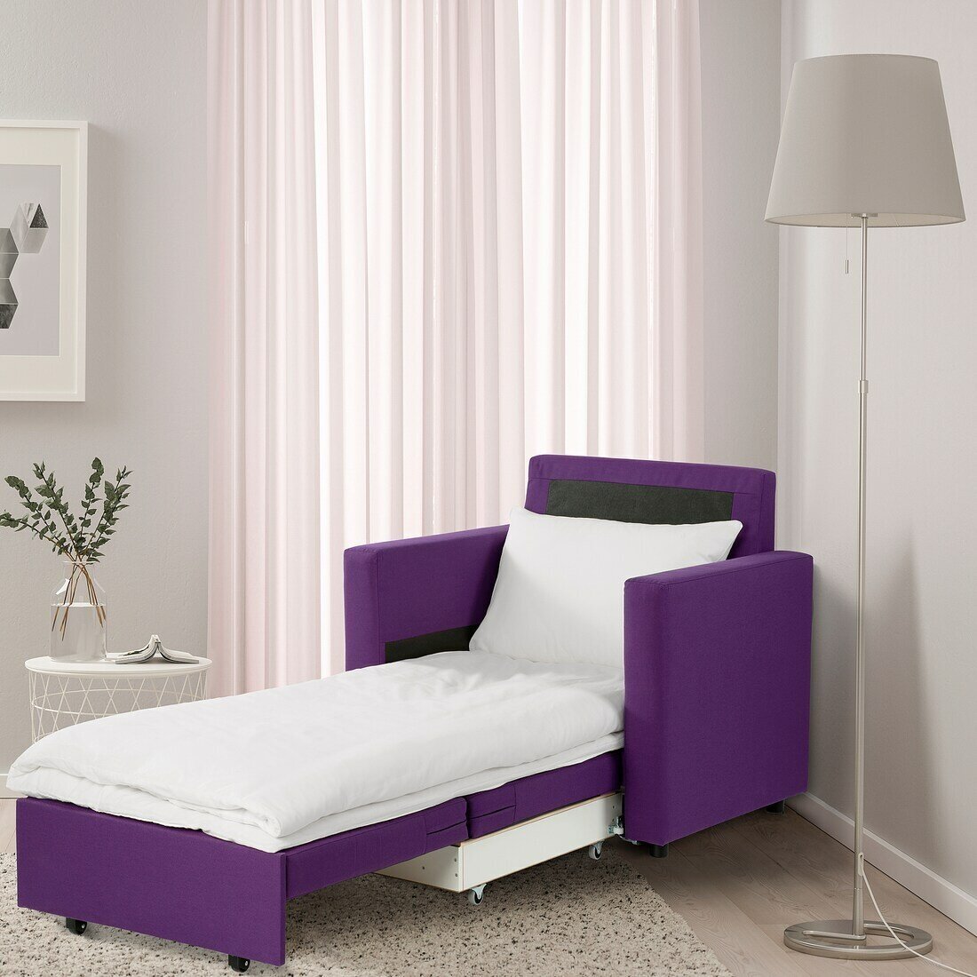 Кресло-кровать икеа ваттвикен, 92 x 83 см, спальное место: 200х70 см, обивка: текстиль., цвет: висле фиолетовый - фотография № 2
