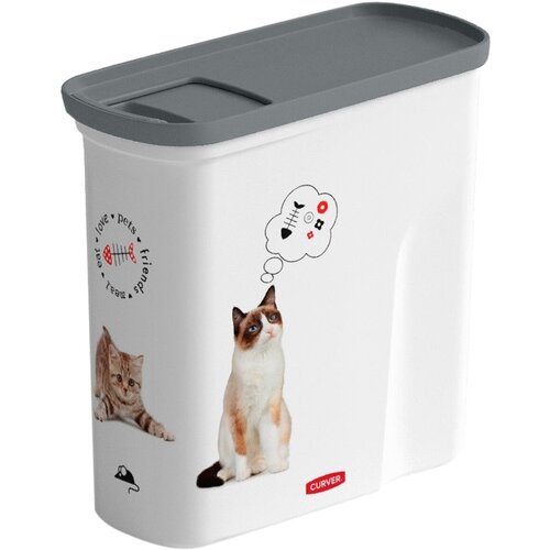 Контейнер для корма Curver PetLife Любимые котята белый с серой крышкой 2 л (1 шт)