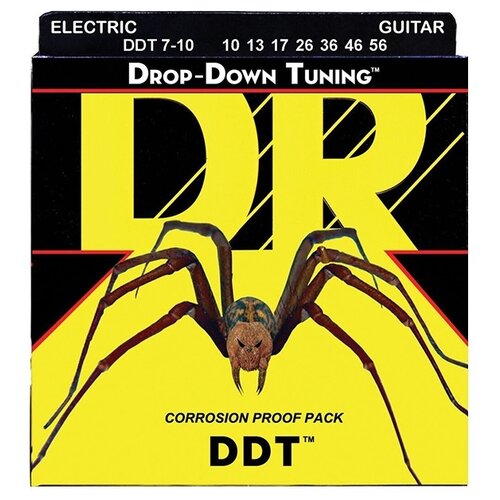 DDT7-10 Drop-Down Tuning Комплект струн для 7-струнной электрогитары, никелированные, 10-56, DR dr ddt 10 60 drop down tuning струны для электрогитары