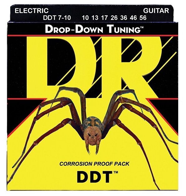 Струны для 7-ми струнной электрогитары DR DROP DOWN TUNING DDT7-10 - (10-13-17-26-36-46-56)