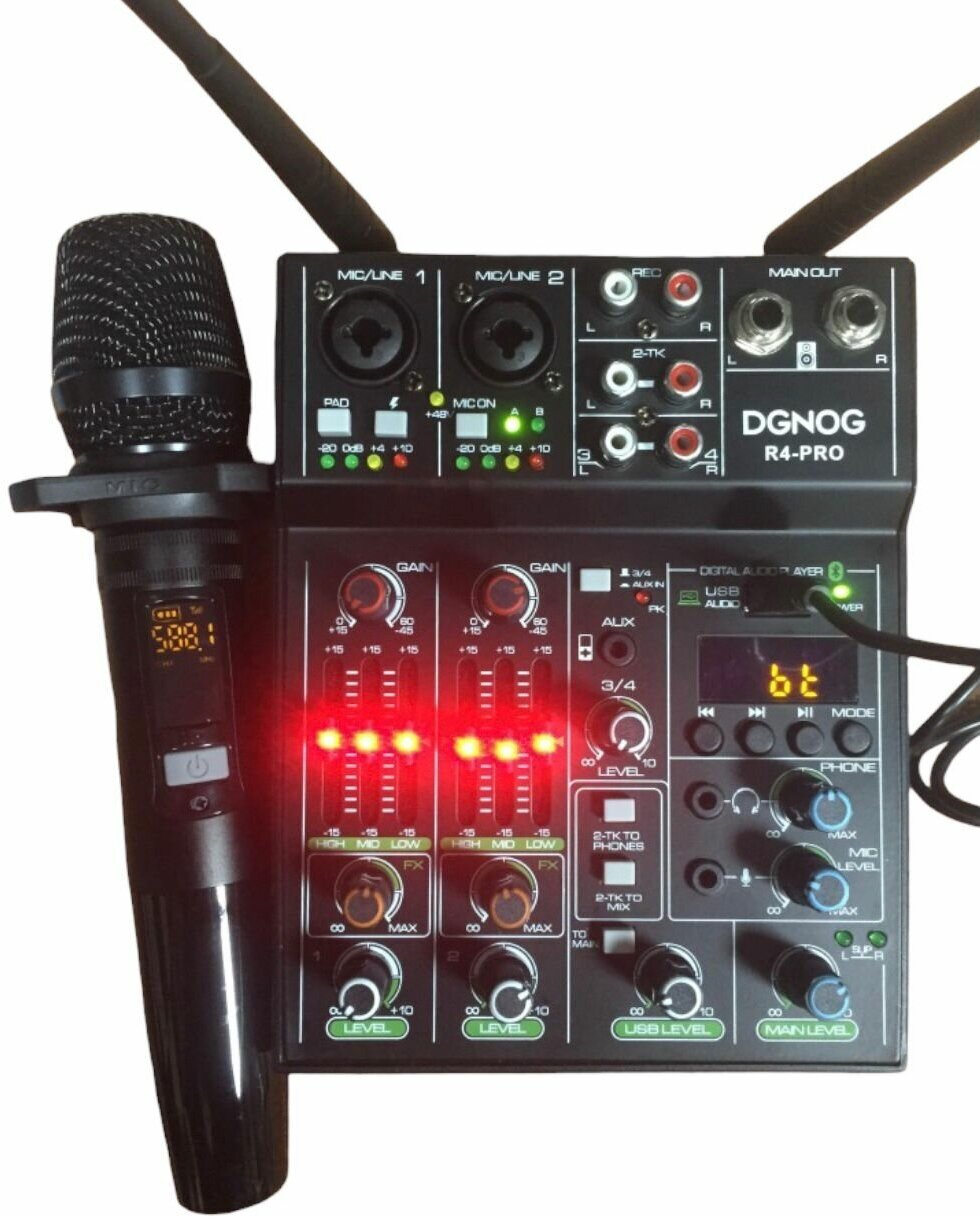 Микшерный пульт с микрофонами DGNOG R4-PRO черный