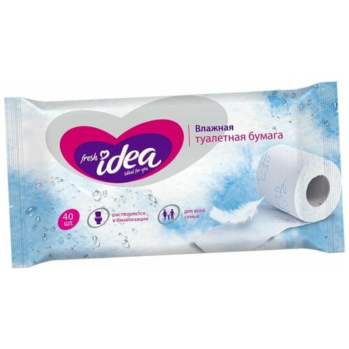 Туалетная бумага Fresh Idea влажная растворяющаяся 13*17см 40шт х3шт