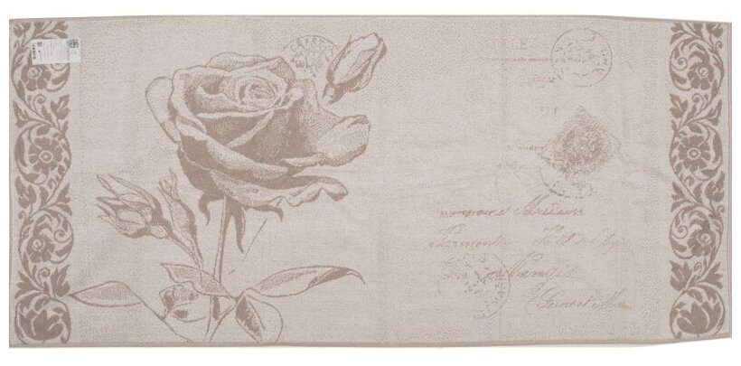 Полотенце махровое "Роза на конверте" (67х150см) лен+хлопок - фотография № 2