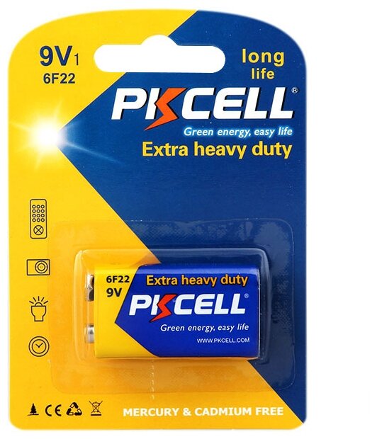 Батарейка PKCELL Extra Heavy Duty Крона/6F22