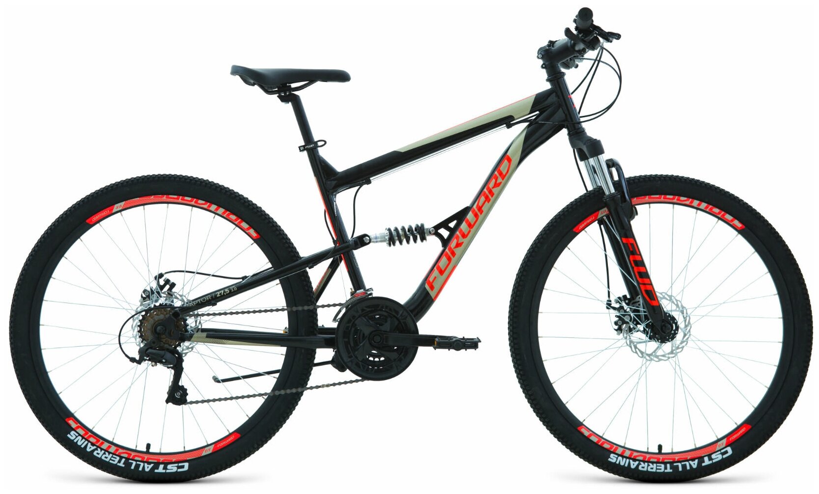 Велосипед 27.5 FORWARD RAPTOR 2.0 (DISK) (18-ск.) 2022 (рама 16) черный/красный