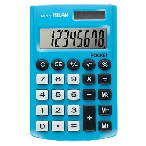 Калькулятор Milan 8-разрядный в чехле двойное питание голубой