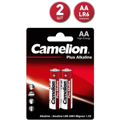 Батарейка Camelion Plus Alkaline AA, в упаковке: 2 шт. батарейки camelion lr6 2bl alkaline