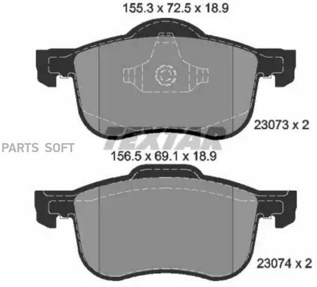 TEXTAR 2307303 Колодки передние с противошумной пластиной Q+ VOLVO S60/S80/V70 TEXTAR 2307303