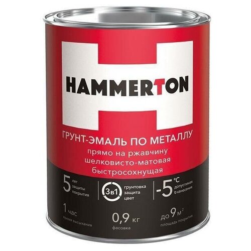 Грунт-эмаль HAMMERTON 3в1 по металлу быстросохнущая синяя 0,9 л