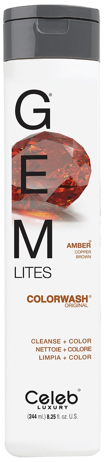 Celeb luxury Шампунь для яркости цвета Темный Янтарь Gem Lites Shampoo Amber 244 мл