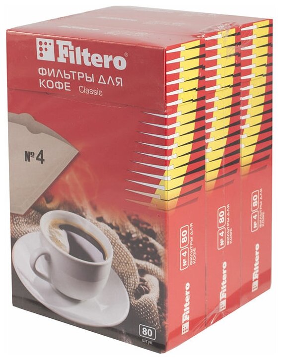 Фильтры для кофе FILTERO №4 для кофеварок бумажные 240 шт коричневый [4/240]
