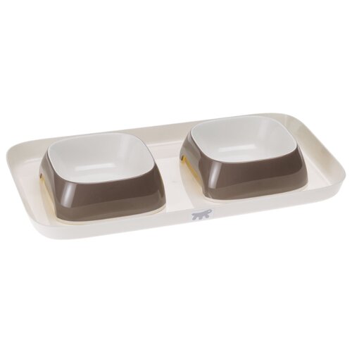 фото Подставка ferplast glam tray small с двумя мисками 800 мл серый