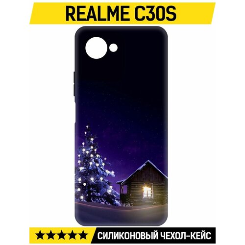 Чехол-накладка Krutoff Soft Case Зимний домик для Realme C30s черный