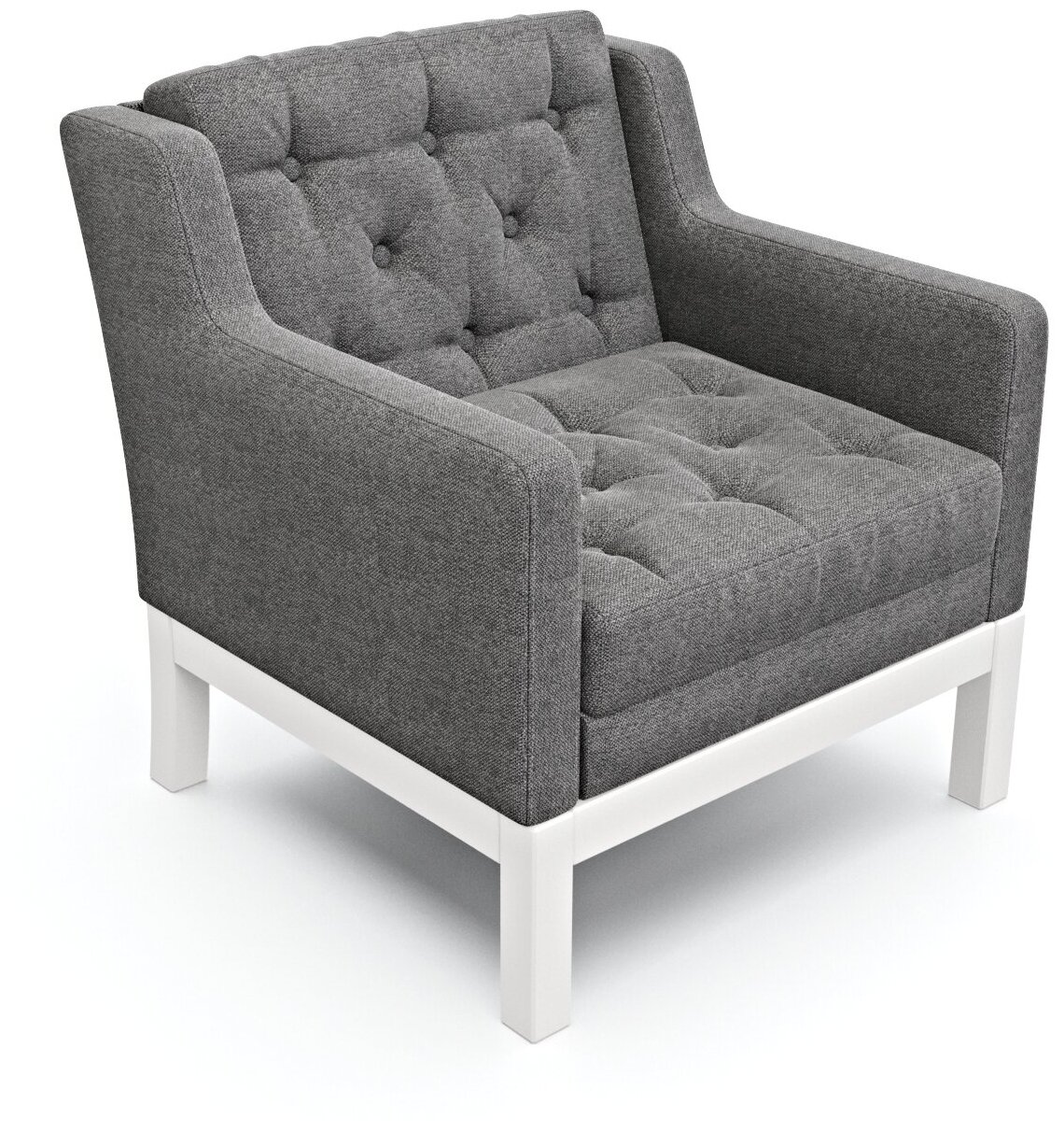 Дизайнерское мягкое кресло Soft Element Нептун, на деревянных ножках, рогожка, серый-белый, современный стиль скандинавский лофт, в гостиную, офис
