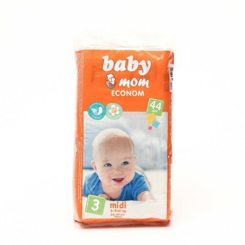 Baby mom Подгузники для детей «Baby Mom» Econom 3, (4-9 кг), 44 шт