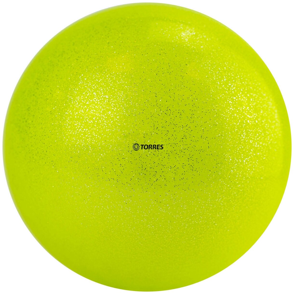Мяч для художественной гимнастики TORRES AGP-19-03, диаметр 19см, желтый с блестками