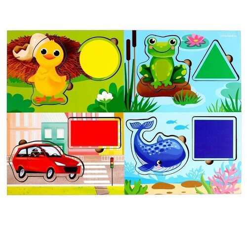 Головоломка и книга с аппликациями Формы и цвета 679₽
