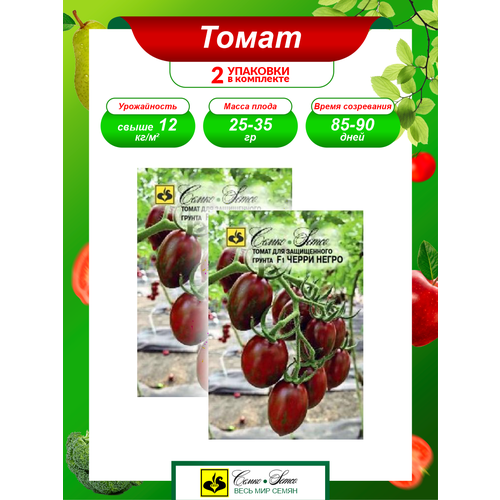 Семена Томат Черри Негро F1 раннеспелые 5 шт./уп. х 2 уп. набор семян томатов бейби тайгер черри негро