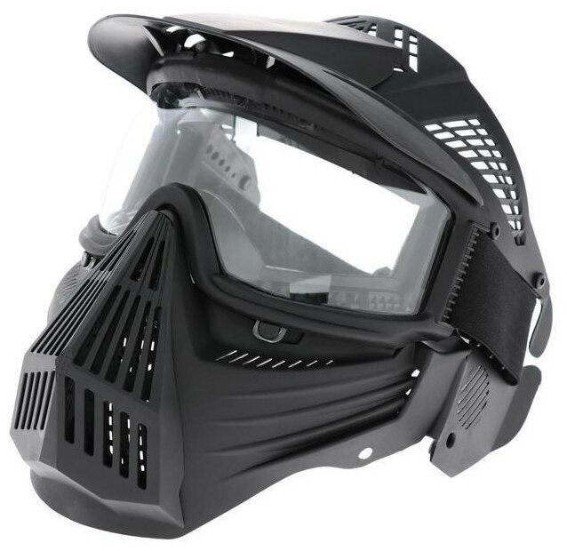 Очки-маска для езды на мототехнике разборные визор прозрачный козырек цвет черный
