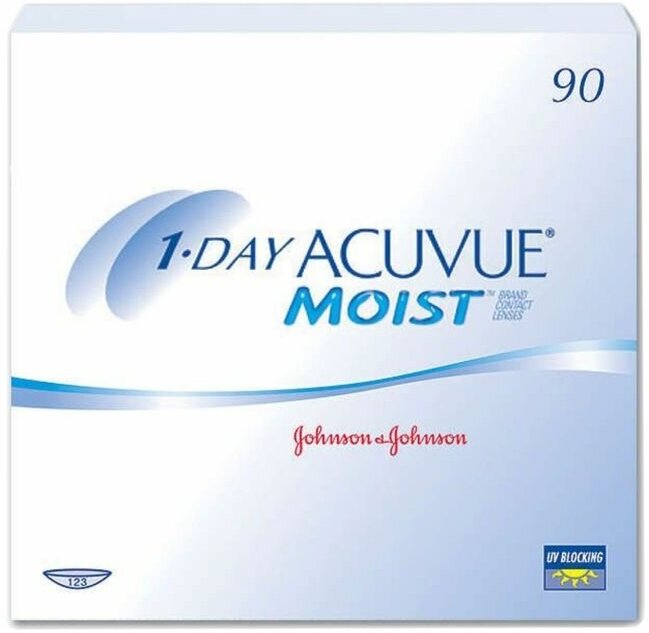 Контактная линза: "1-Day Acuvue MOIST" (1уп=90шт) R:=8.5 D:=-09,00