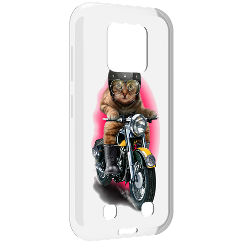 Чехол MyPads мото-кот для Oukitel WP18 задняя-панель-накладка-бампер чехол mypads кот кайфарик для oukitel wp18 задняя панель накладка бампер