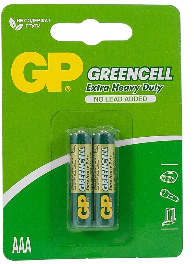 Батарейка GP Greencell 24G-2CR2, типоразмер ААА, 4 шт