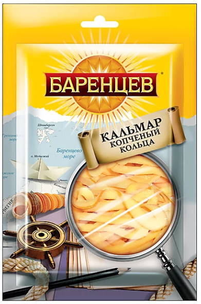 Баренцев, кальмар, подкопчённые кольца, 35 г