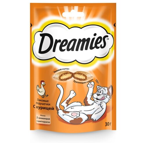 фото Лакомство для кошек dreamies подушечки с курицей, 30г