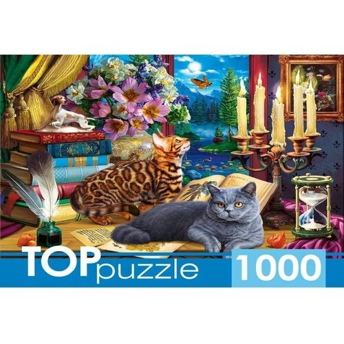 Пазл TOP Puzzle 1000 деталей: Коты у ночного окна пазл top puzzle 1000 деталей коты у ночного окна