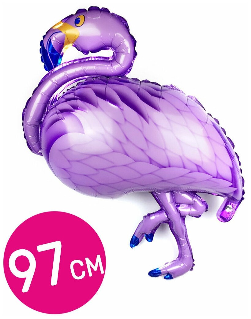 Воздушный шар фольгированный Falali фигурный, Фламинго, фиолетовый, 97 см
