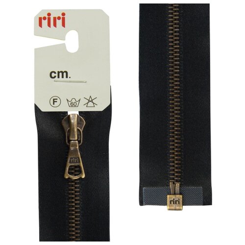 фото Молния металл, am, разъёмная 1 замок, на атласной тесьме, 4 мм, 65 см, цвет 2110, черный riri