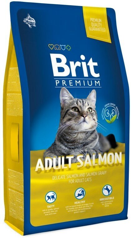 Brit Premium Cat Adult для взрослых кошек Лосось, 8 кг.