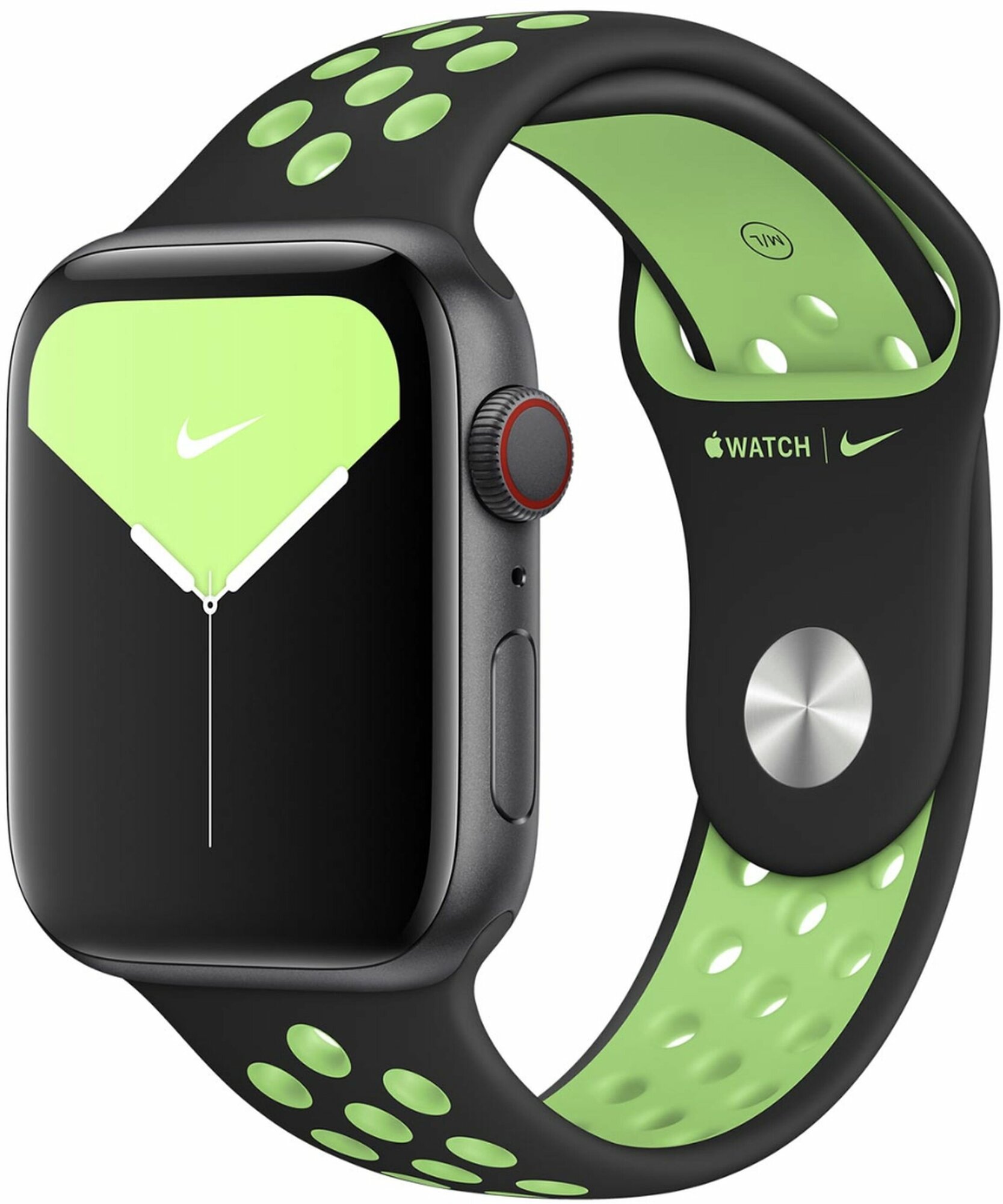 Спортивный ремешок Apple Sport Band Black/Lime Blast для Apple Watch Nike 42-44-45-49mm MXR02ZM/A