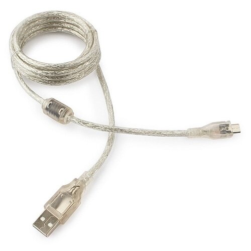 фото Кабель usb 2.0 pro cablexpert ccp-musb2-ambm-6-tr, am/microbm, 1,8м, экран, феррит.кольцо, прозрачный, пакет