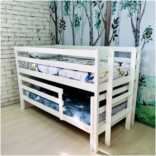 Выдвижная кровать / Выкатная кровать детская, подростковая Филадельфия для двоих двухъярусная, белая, 180х80, 170х80 (збсм)