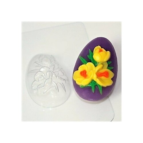 Набор пластиковых форм для мыла на Пасху Яйцо Крокусы, Кролик мультяшный, яйцо плоское-3 шт.