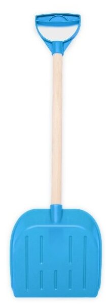 Лопата детская для снега и песка деревянный черенок с ручкой 65 см, голубая - фотография № 4