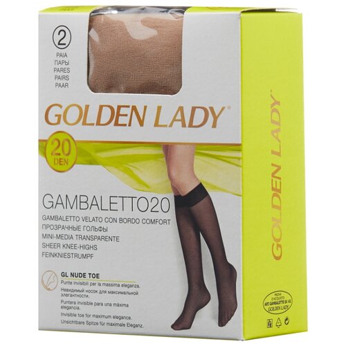 фото Капроновые гольфы golden lady gambaletto 20 den, 2 пары, размер 0 (one size), melon