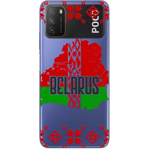 Силиконовый чехол Mcover для Xiaomi Poco M3 с рисунком Belarus силиконовый чехол mcover для xiaomi poco m3 с рисунком флаг казахстана