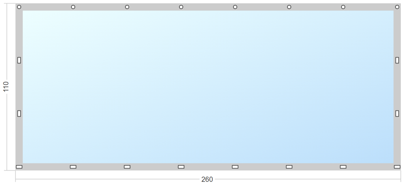 Мягкое окно Софтокна 260х110 см съемное, Скоба-ремешок, Прозрачная пленка 0,7мм, Серая окантовка, Комплект для установки - фотография № 2