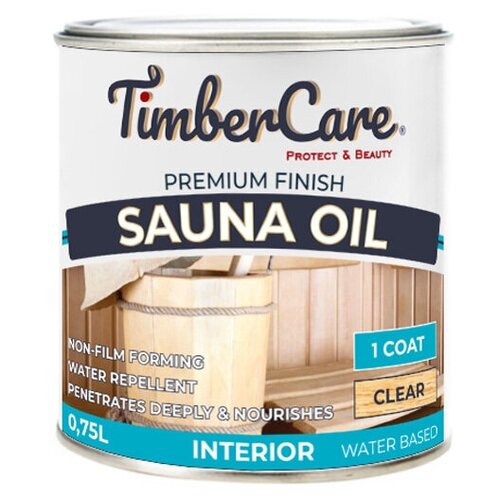 Масло для сауны TimberCare Sauna Oil, пропитка для дерева для внутренних, пропитка для сауны, быстросохнущее масло для дерева прозрачное 0,75 л