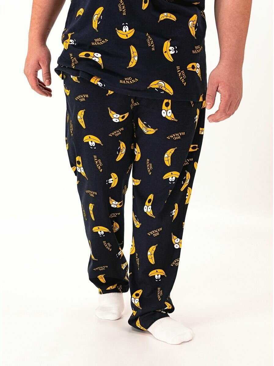 Мужская пижама, мужской пижамный комплект ARISTARHOV, Футболка + Брюки, Бананчик, синий желтый, размер 54 - фотография № 13