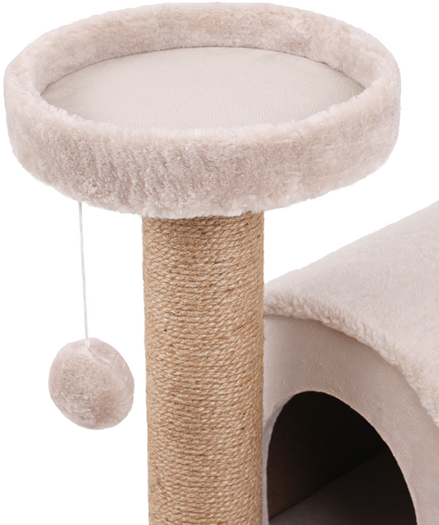 Когтеточка для кошек с домиком, лежанкой, игровой комплекс, джутовый столбик / бежевый "котUпёс" - фотография № 4